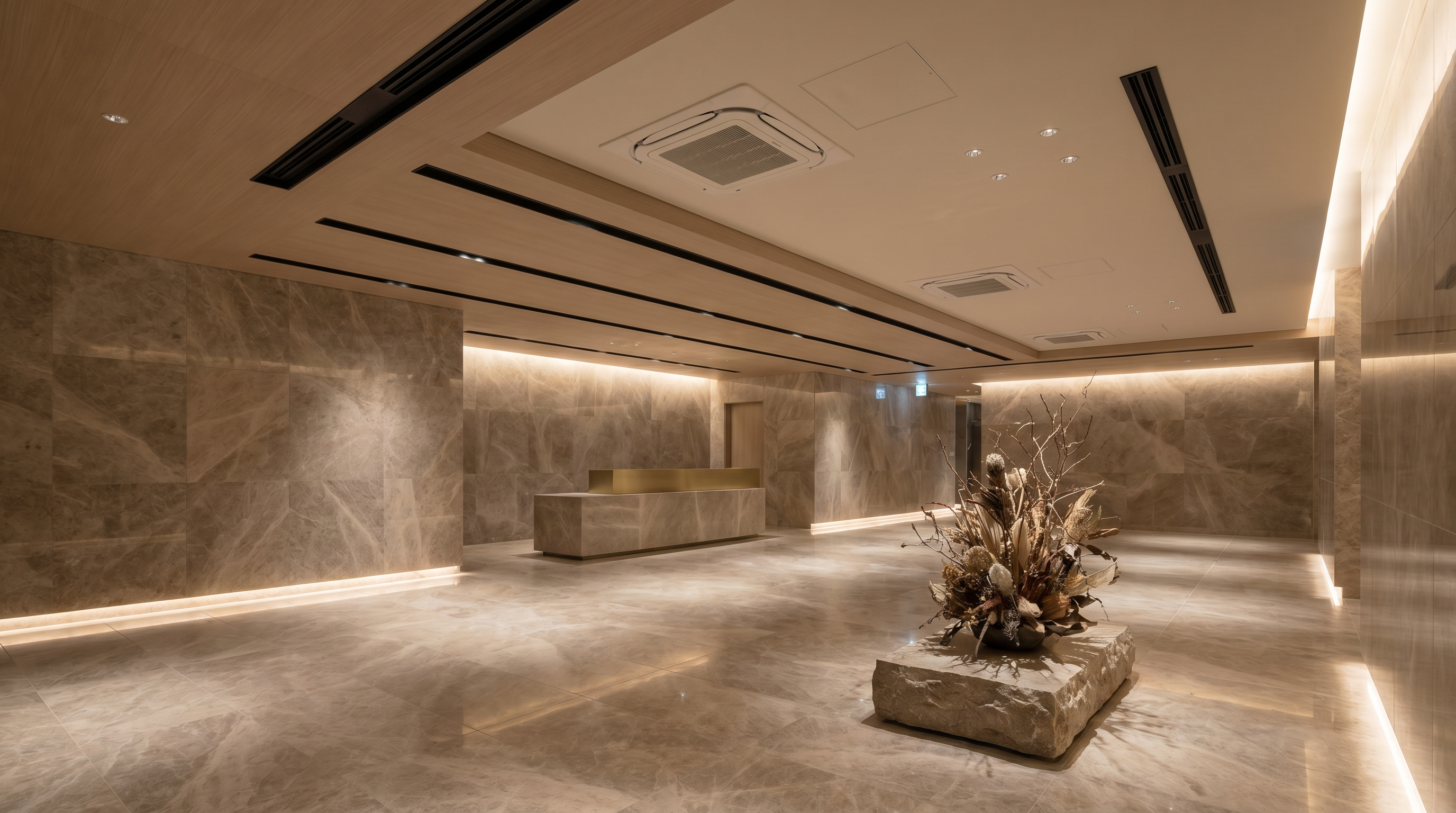 Luxury hotel lobby interior with HVAC ceiling vents — scent marketing for premium spaces