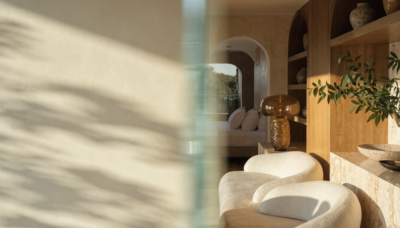 Luxury home interior inspired by a five-star hotel atmosphere with elegant hotel-style fragrance ambiance